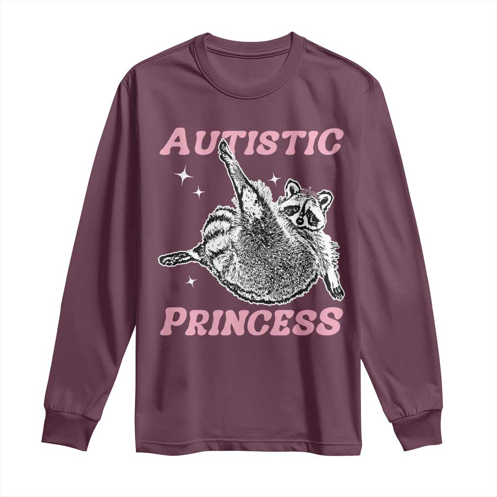 Funny Autistic Princess Long Sleeve Shirt Autism Awareness Raccoon