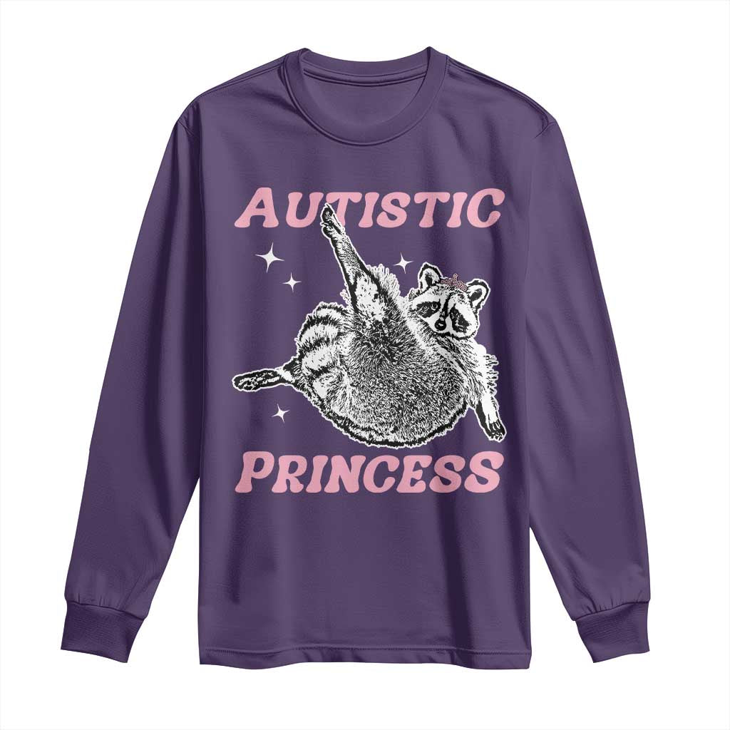 Funny Autistic Princess Long Sleeve Shirt Autism Awareness Raccoon