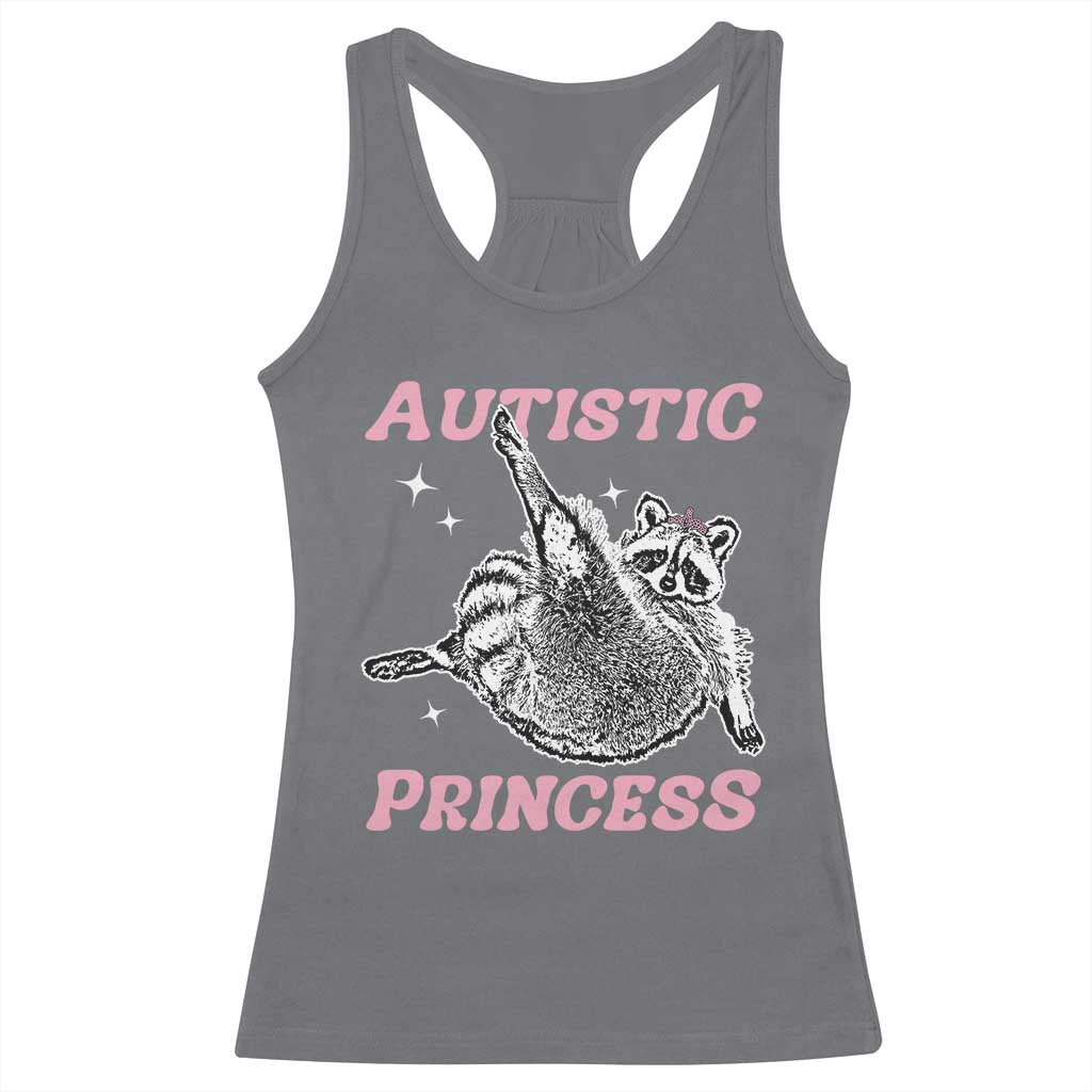Funny Autistic Princess Racerback Tank Top Autism Awareness Raccoon