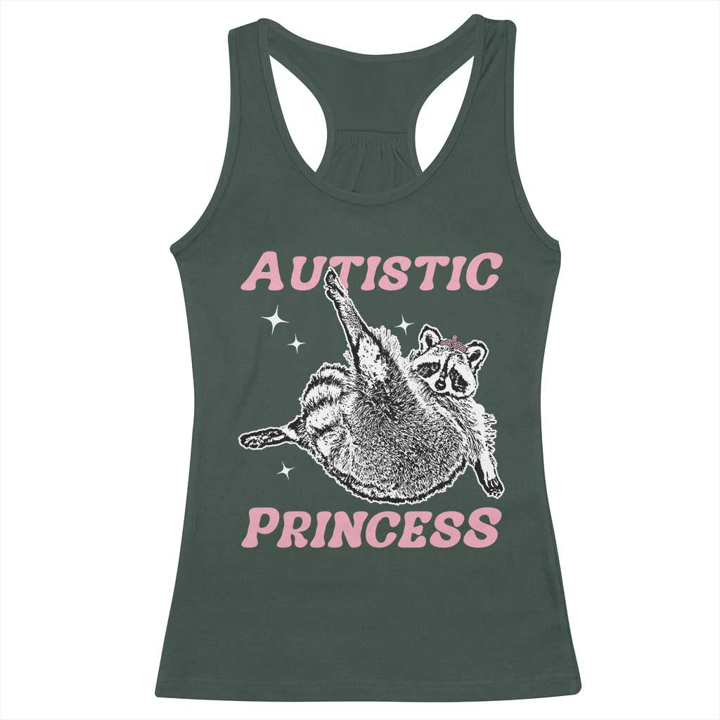 Funny Autistic Princess Racerback Tank Top Autism Awareness Raccoon