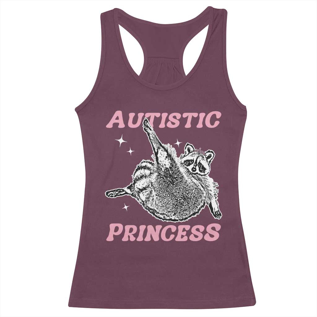 Funny Autistic Princess Racerback Tank Top Autism Awareness Raccoon
