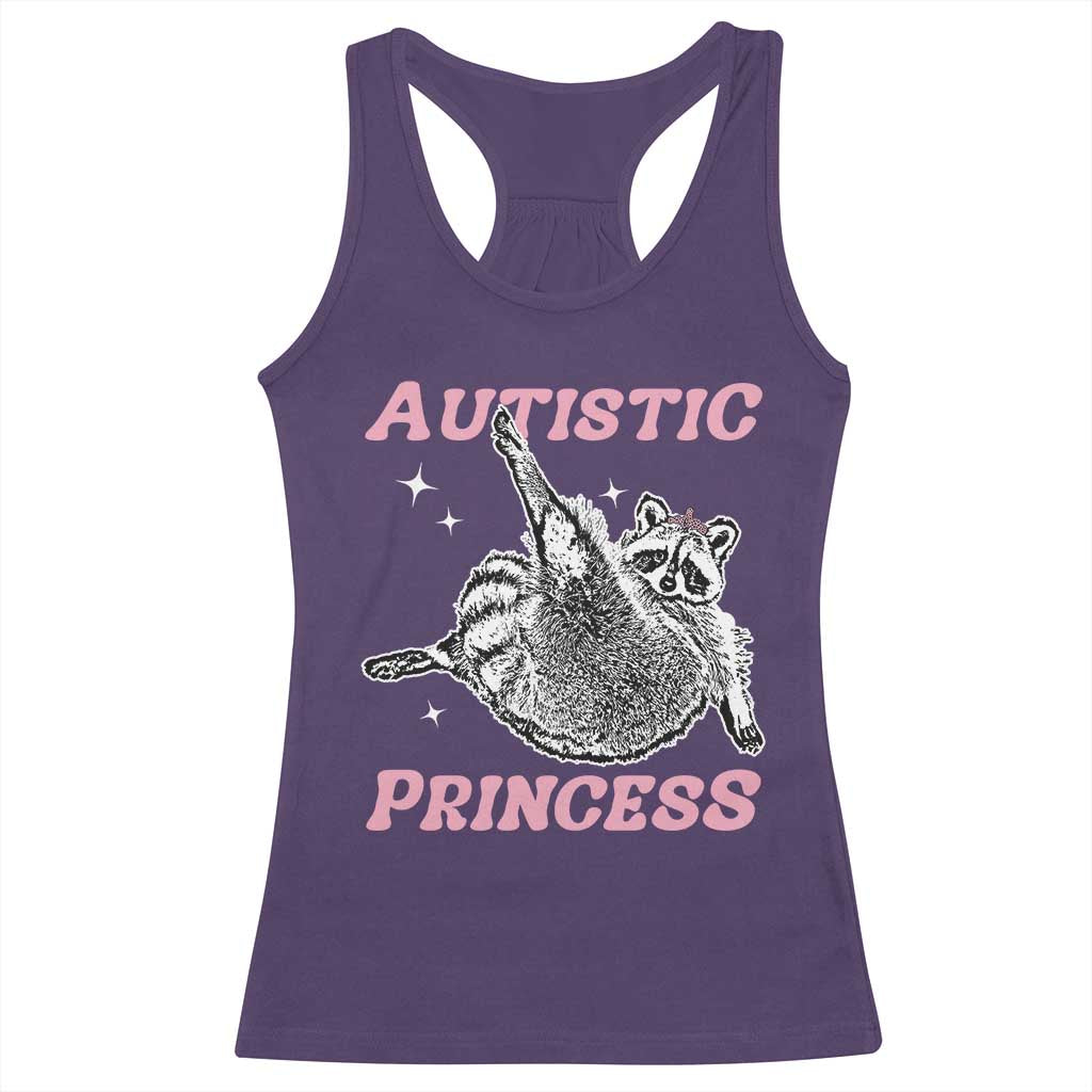 Funny Autistic Princess Racerback Tank Top Autism Awareness Raccoon