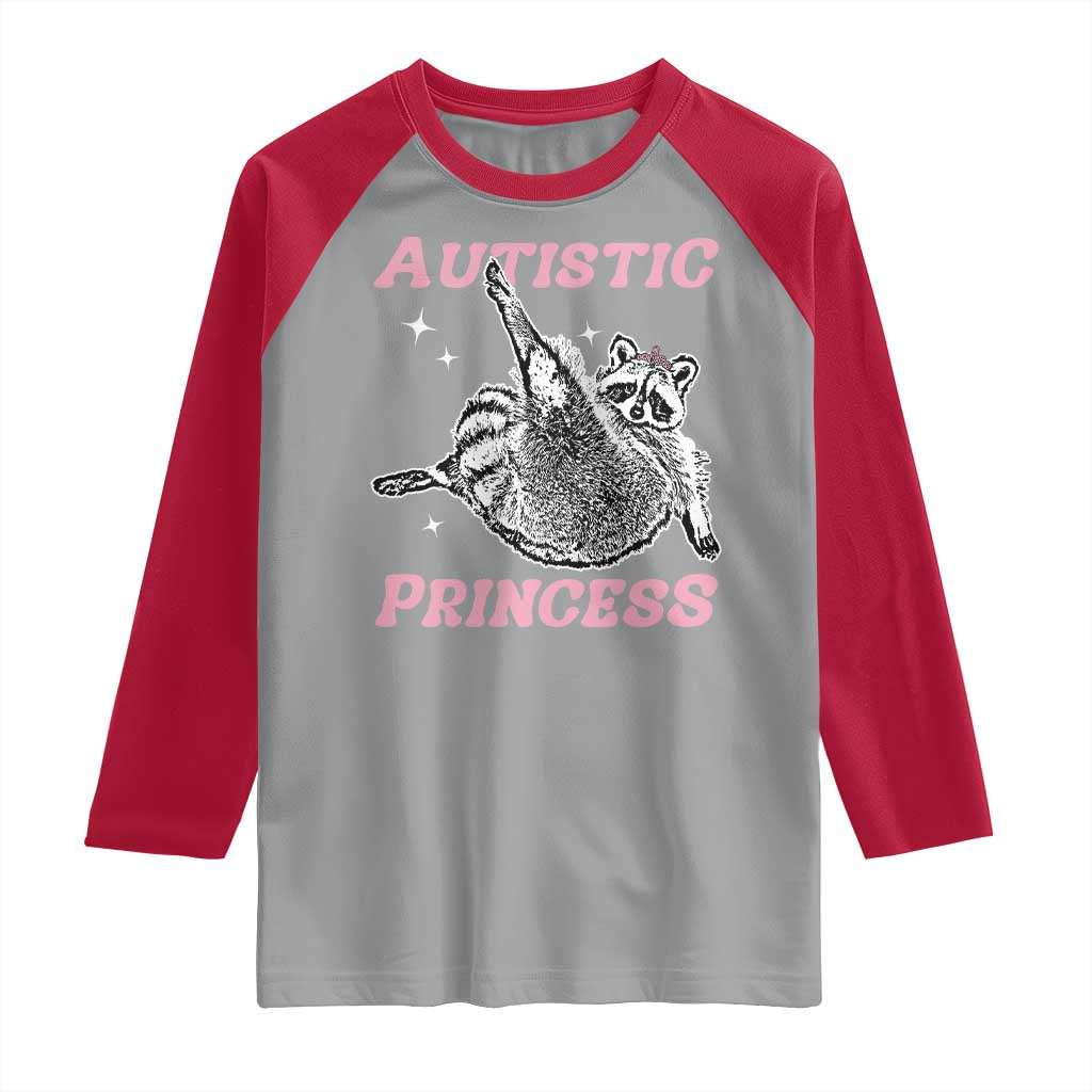 Funny Autistic Princess Raglan Shirt Autism Awareness Raccoon