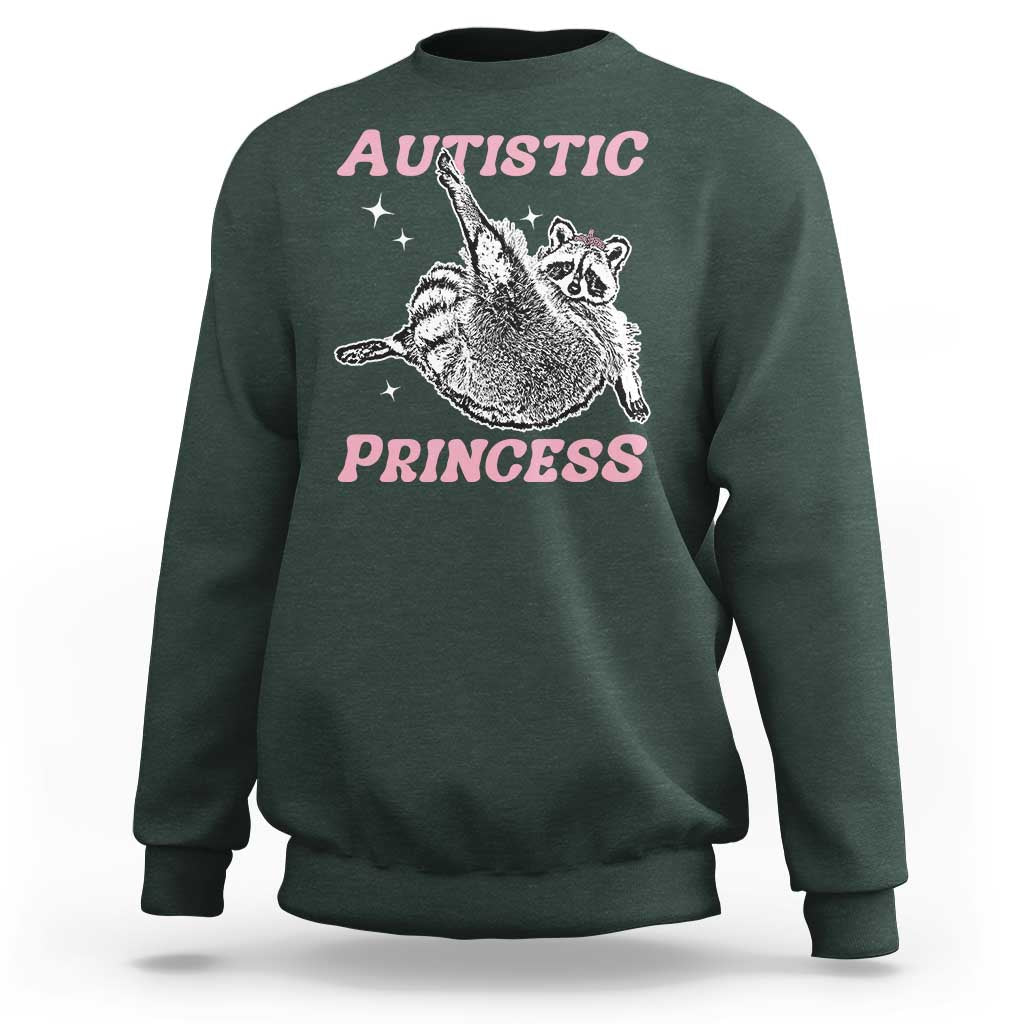 Funny Autistic Princess Sweatshirt Autism Awareness Raccoon