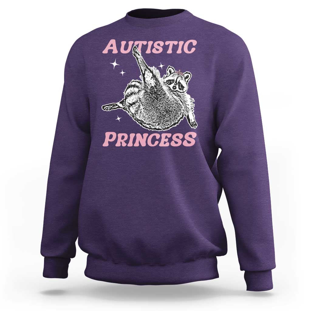 Funny Autistic Princess Sweatshirt Autism Awareness Raccoon