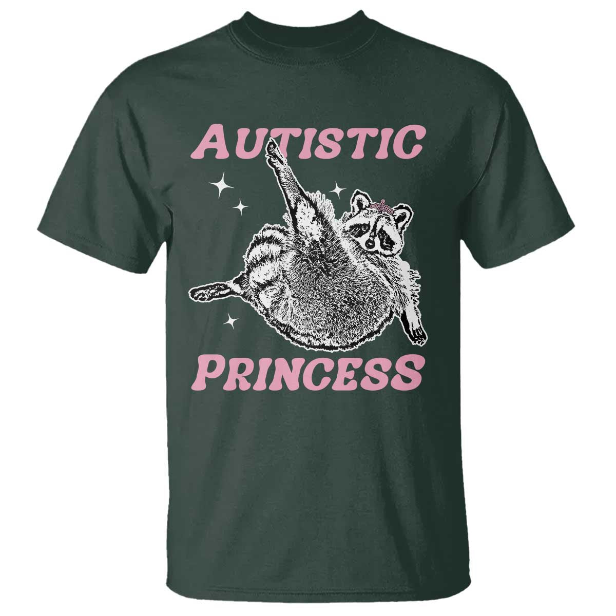Funny Autistic Princess T Shirt Autism Awareness Raccoon