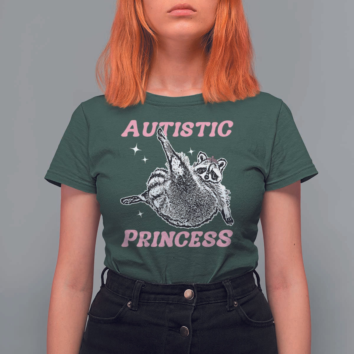 Funny Autistic Princess T Shirt For Women Autism Awareness Raccoon