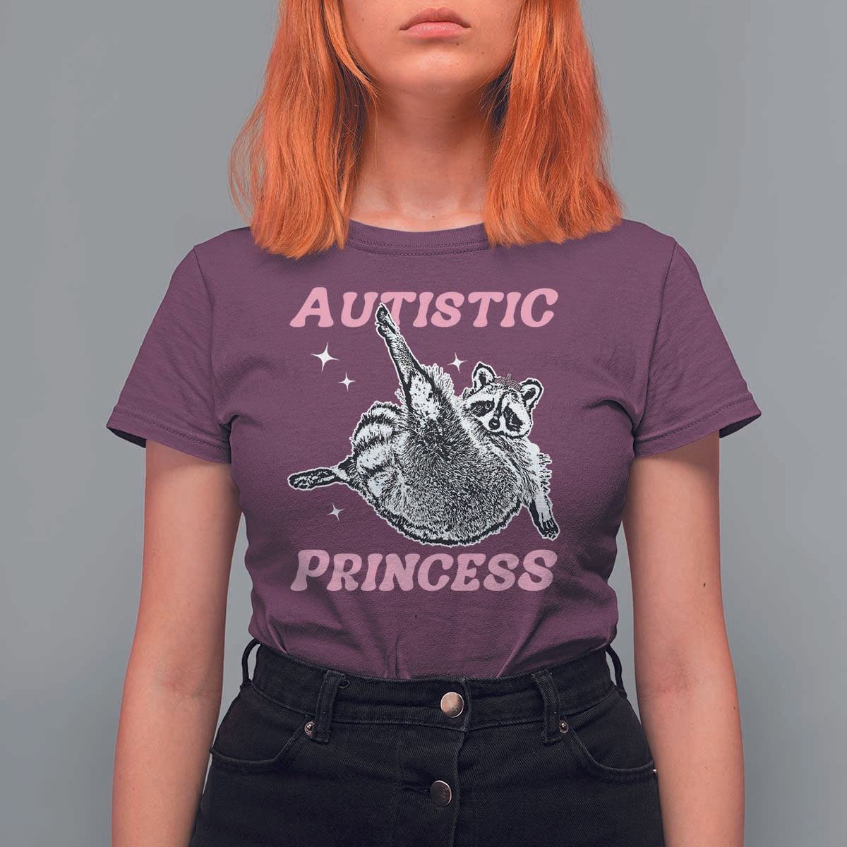 Funny Autistic Princess T Shirt For Women Autism Awareness Raccoon