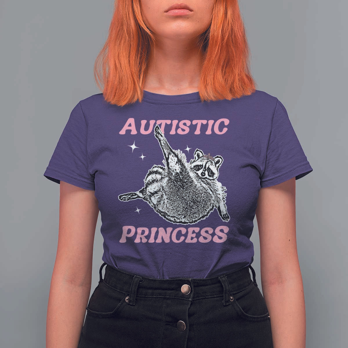 Funny Autistic Princess T Shirt For Women Autism Awareness Raccoon