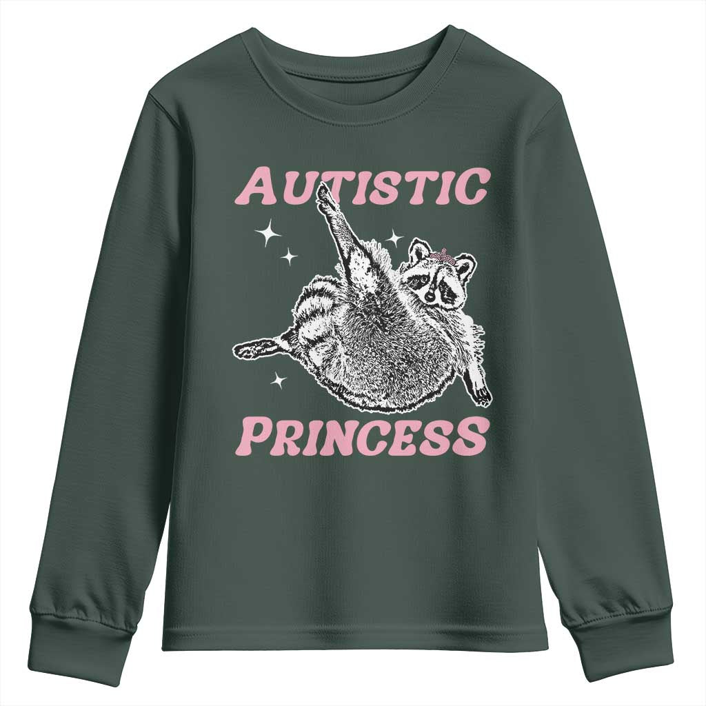 Funny Autistic Princess Youth Sweatshirt Autism Awareness Raccoon