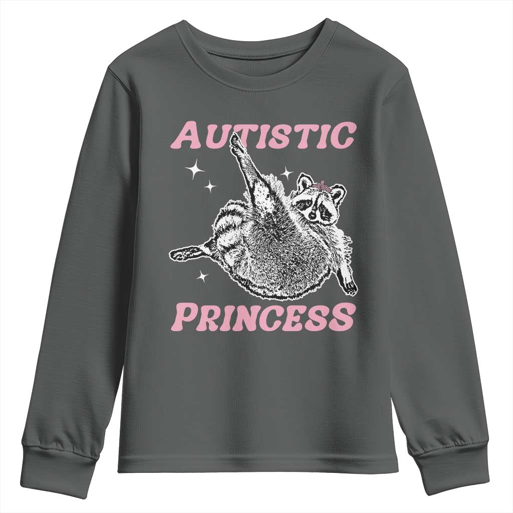 Funny Autistic Princess Youth Sweatshirt Autism Awareness Raccoon