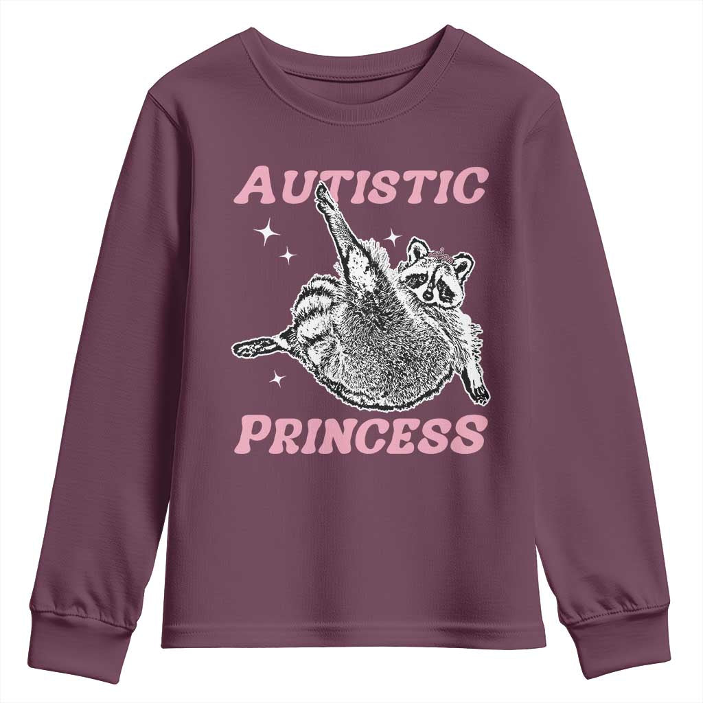 Funny Autistic Princess Youth Sweatshirt Autism Awareness Raccoon