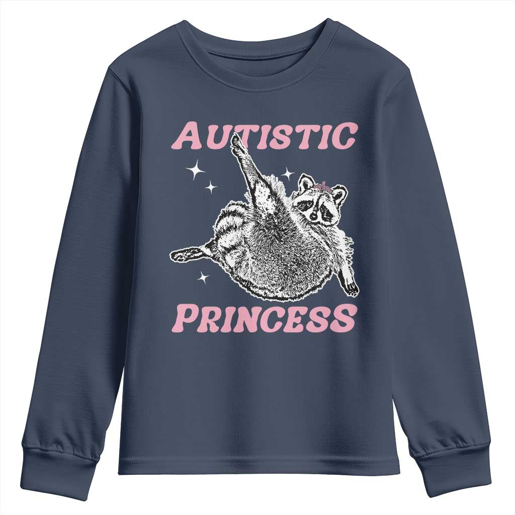Funny Autistic Princess Youth Sweatshirt Autism Awareness Raccoon