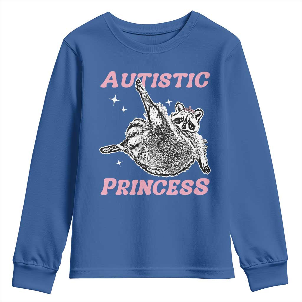Funny Autistic Princess Youth Sweatshirt Autism Awareness Raccoon