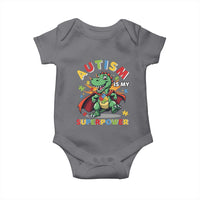 Funny Autism Is My Superpower Baby Onesie Autism Awareness Autistic Dinosaur