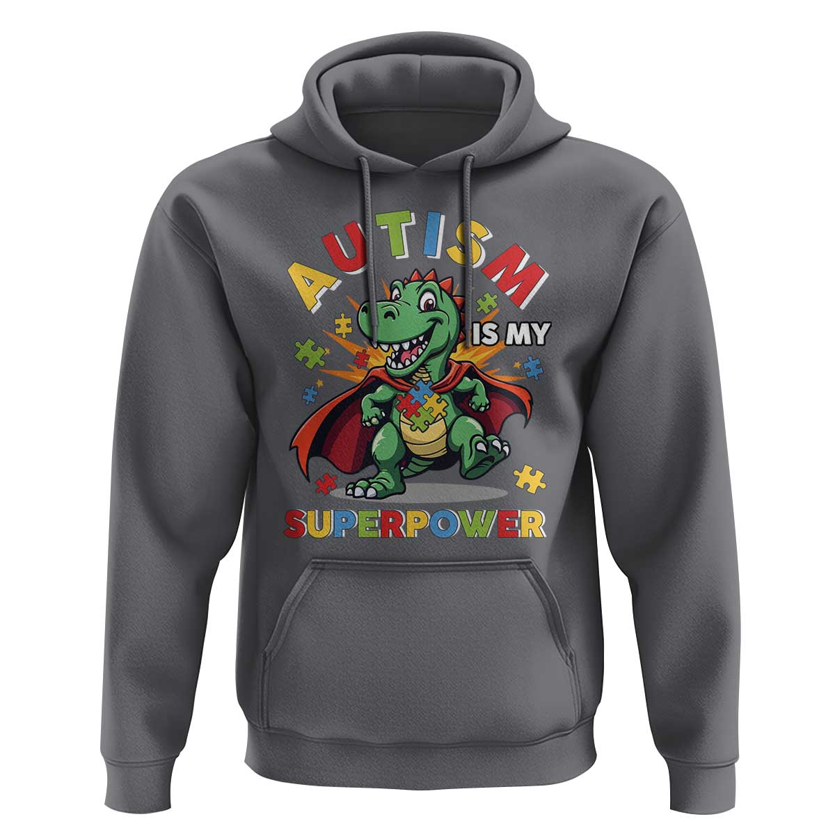 Funny Autism Is My Superpower Hoodie Autism Awareness Autistic Dinosaur