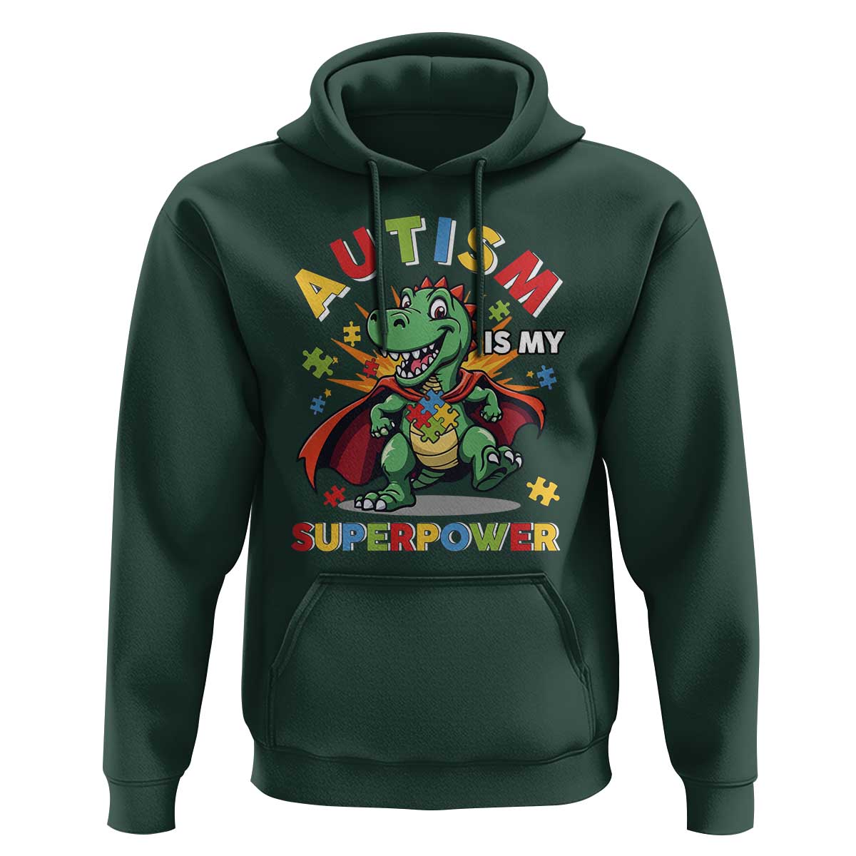 Funny Autism Is My Superpower Hoodie Autism Awareness Autistic Dinosaur