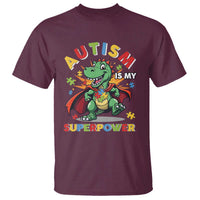Funny Autism Is My Superpower T Shirt Autism Awareness Autistic Dinosaur