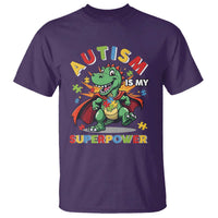 Funny Autism Is My Superpower T Shirt Autism Awareness Autistic Dinosaur
