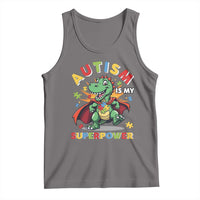 Funny Autism Is My Superpower Tank Top Autism Awareness Autistic Dinosaur