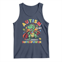 Funny Autism Is My Superpower Tank Top Autism Awareness Autistic Dinosaur