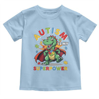 Funny Autism Is My Superpower Toddler T Shirt Autism Awareness Autistic Dinosaur