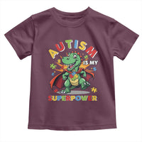 Funny Autism Is My Superpower Toddler T Shirt Autism Awareness Autistic Dinosaur