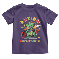 Funny Autism Is My Superpower Toddler T Shirt Autism Awareness Autistic Dinosaur