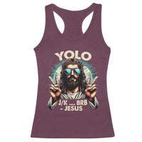 Funny Ressurection Christians Easter Day Racerback Tank Top Yolo JK BRB Jesus