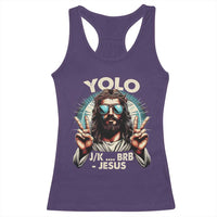 Funny Ressurection Christians Easter Day Racerback Tank Top Yolo JK BRB Jesus