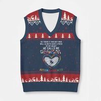 Autism Awareness Grandpa V-Neck Knit Sweater Vest So There's This Boy Who Will Always Have A Piece Of My Heart He Calls Me Grandpa