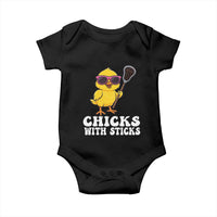 Funny Lax Girl Baby Onesie Chicks With Sticks Lacrosse Shooter