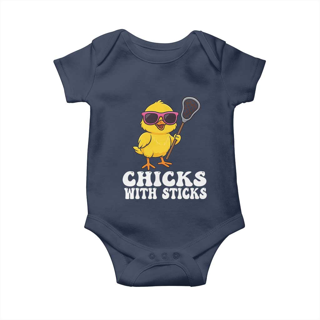 Funny Lax Girl Baby Onesie Chicks With Sticks Lacrosse Shooter