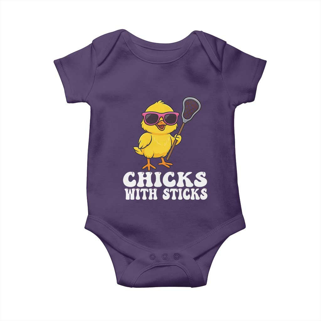 Funny Lax Girl Baby Onesie Chicks With Sticks Lacrosse Shooter