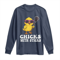 Funny Lax Girl Long Sleeve Shirt Chicks With Sticks Lacrosse Shooter