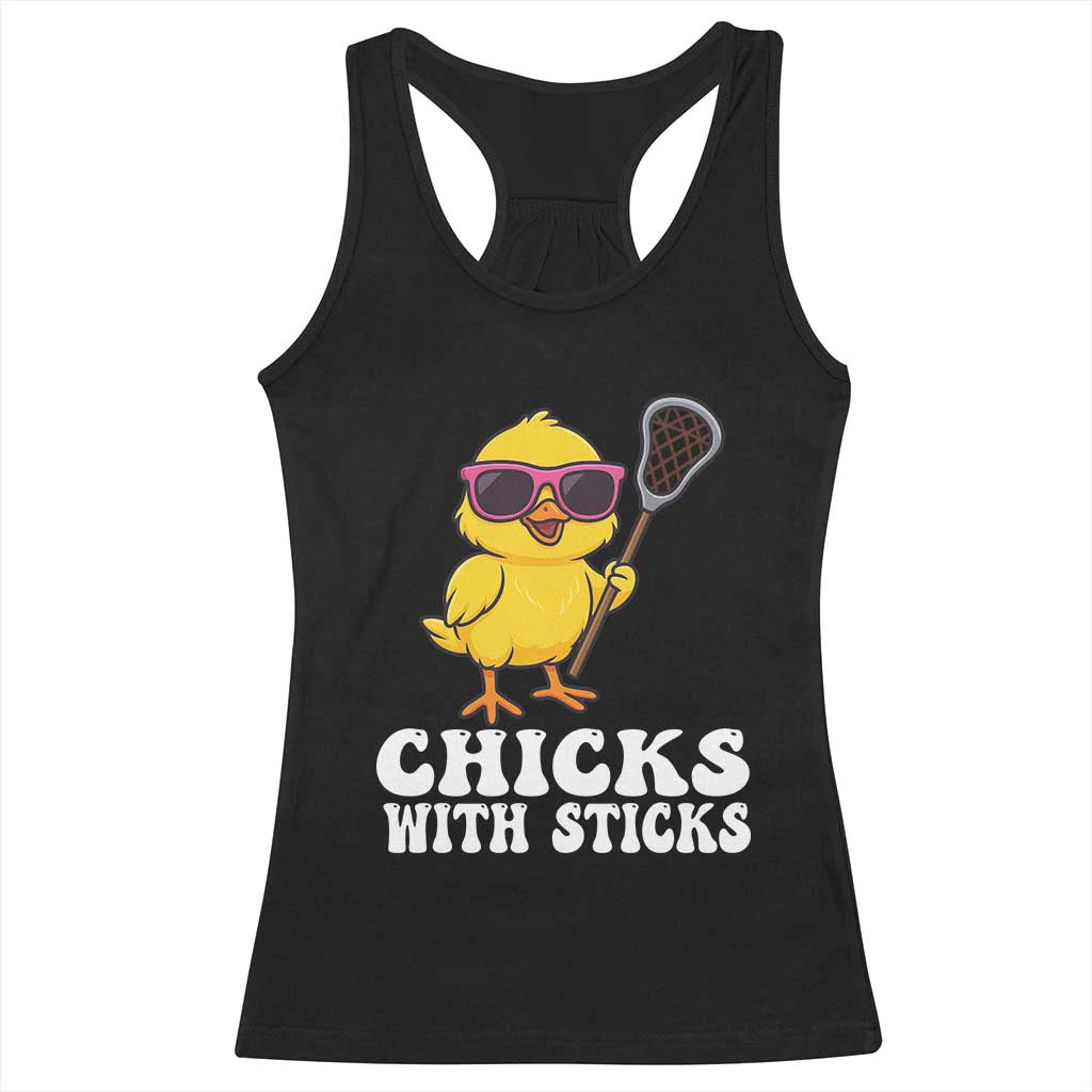 Funny Lax Girl Racerback Tank Top Chicks With Sticks Lacrosse Shooter