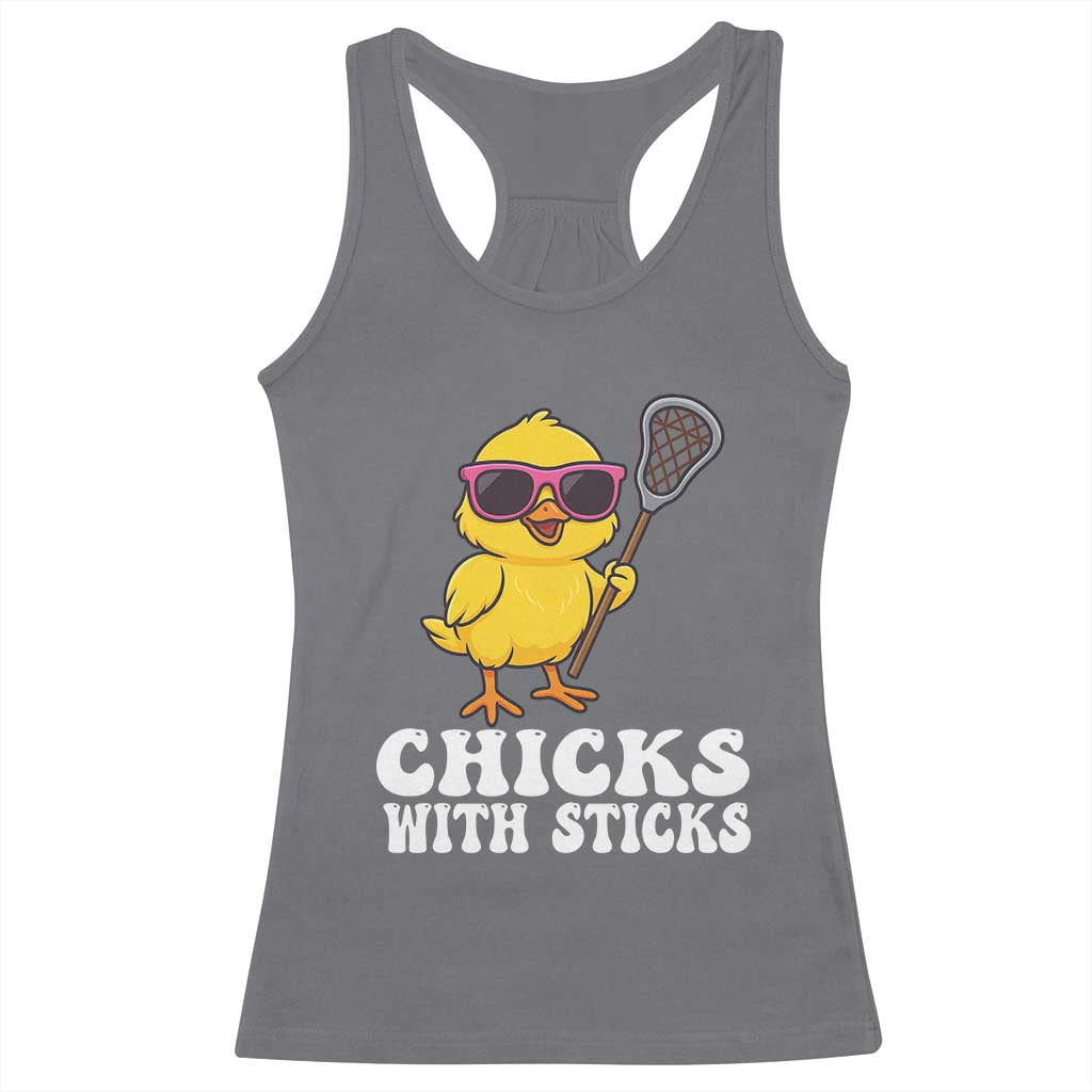 Funny Lax Girl Racerback Tank Top Chicks With Sticks Lacrosse Shooter