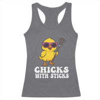 Funny Lax Girl Racerback Tank Top Chicks With Sticks Lacrosse Shooter