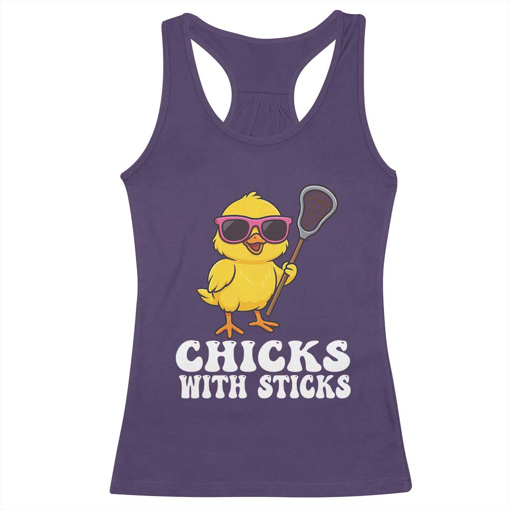 Funny Lax Girl Racerback Tank Top Chicks With Sticks Lacrosse Shooter