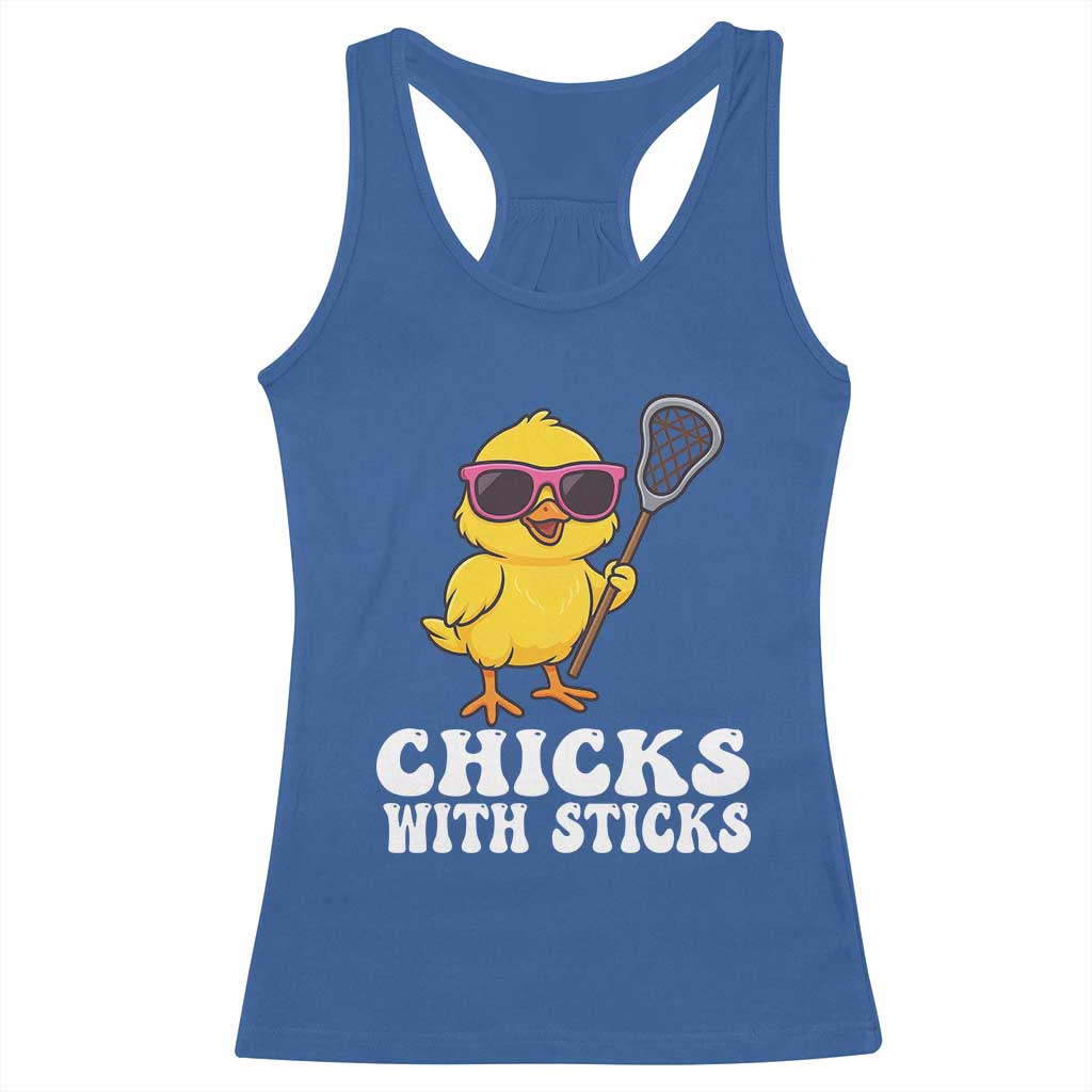 Funny Lax Girl Racerback Tank Top Chicks With Sticks Lacrosse Shooter