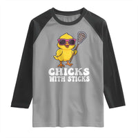 Funny Lax Girl Raglan Shirt Chicks With Sticks Lacrosse Shooter