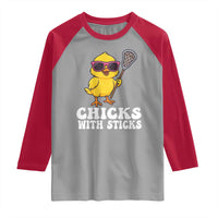 Funny Lax Girl Raglan Shirt Chicks With Sticks Lacrosse Shooter