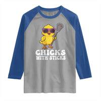 Funny Lax Girl Raglan Shirt Chicks With Sticks Lacrosse Shooter