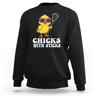 Funny Lax Girl Sweatshirt Chicks With Sticks Lacrosse Shooter