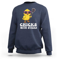 Funny Lax Girl Sweatshirt Chicks With Sticks Lacrosse Shooter