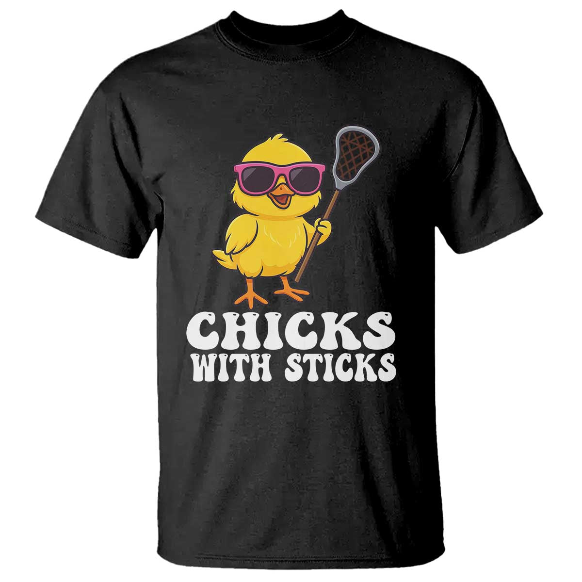 Funny Lax Girl T Shirt Chicks With Sticks Lacrosse Shooter