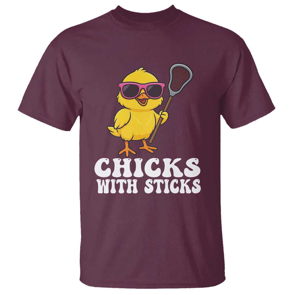 Funny Lax Girl T Shirt Chicks With Sticks Lacrosse Shooter
