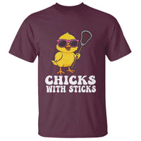 Funny Lax Girl T Shirt Chicks With Sticks Lacrosse Shooter