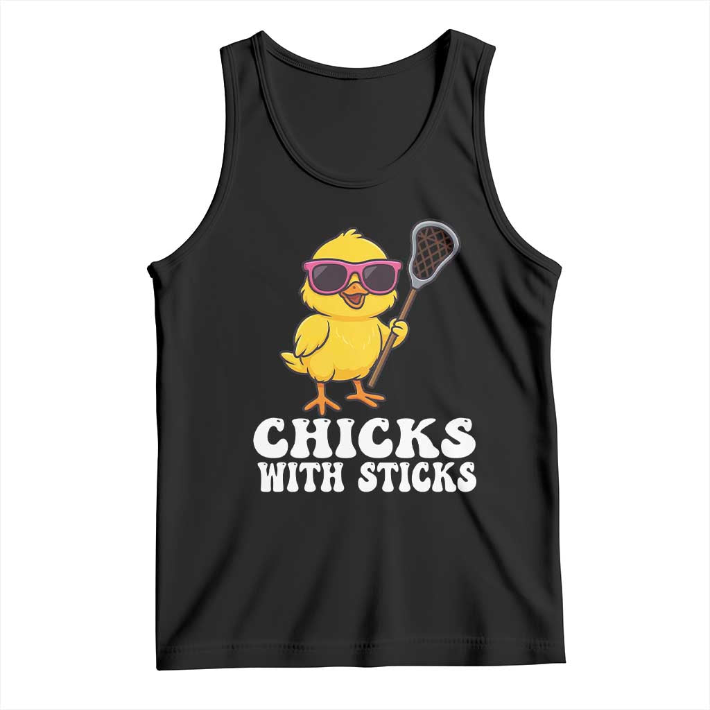 Funny Lax Girl Tank Top Chicks With Sticks Lacrosse Shooter
