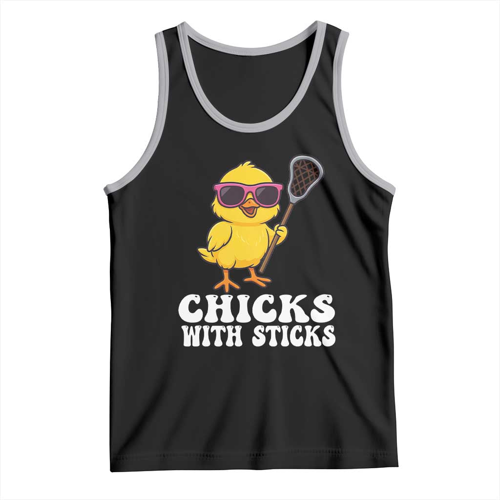 Funny Lax Girl Tank Top Chicks With Sticks Lacrosse Shooter